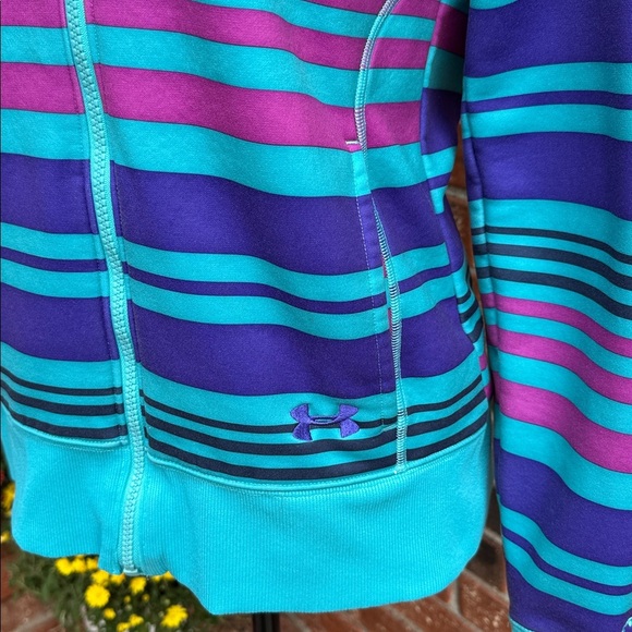 Under Armour Storm Women's Size Small Blue and Purple Striped Zip-Up Jacket - Picture 4 of 8